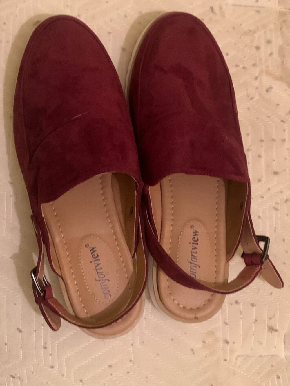 Burgundy Comfortview Slingback Flats - Women's Size 8.5 WW